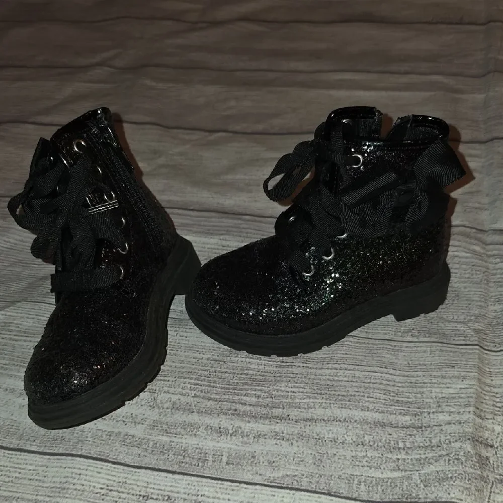 JoJo Siwa Black Glitter Combat Boots